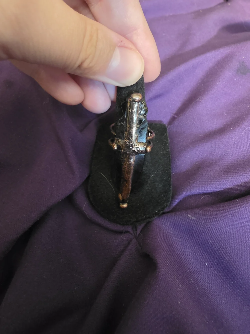 Ajustable Black and Copper Statement Spike Ring - Women Jewelry